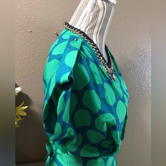 CLOSET BLU  Green POLKA dot dress with pockets in the sides - Picture 7 of 13